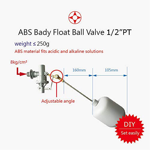 [Australia - AusPower] - ABS Balanced Float Ball Valve, 100 psi Pressure, 1/2 inch PT Male 0.5 Inch 