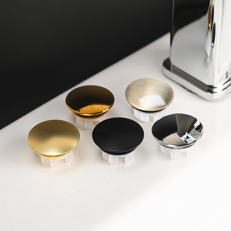 [Australia - AusPower] - DEAKYNE Sink Overflow Ring 2 Pack Matte Black Bathroom Vanity Sink Overflow Cover Insert in Round Trim Cap Brass Material 