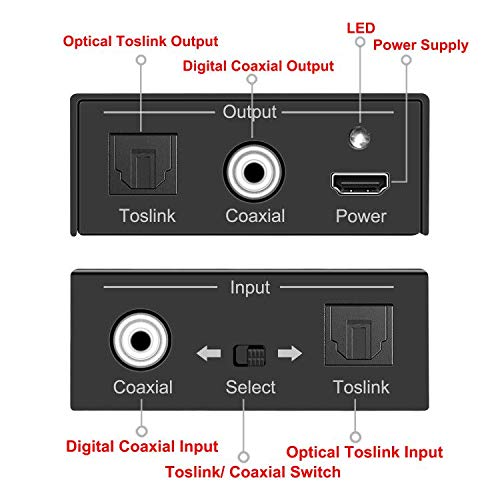[Australia - AusPower] - Optical to Coaxial or Coax to Optical Digital Audio Converter Adapter, Bi-Directional Digital Coaxial to/from SPDIF Optical (Toslink) Audio Signal Converter/Repeater 