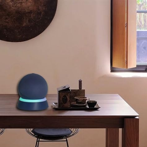 [Australia - AusPower] - Table Stand for Echo Dot 5th Generation - C YECEN Desktop Holder Mount for Echo Dot 5th & 4th Gen, Base Bracket with Light Guide and with Built-in Cable Management,Deep Sea Blue 