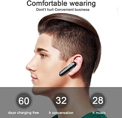 [Australia - AusPower] - Bluetooth Headset, Wireless Earpiece Hands Free Business Earphones in-Ear Earbuds with Noise Canceling Mic for Business/Office/Driving 