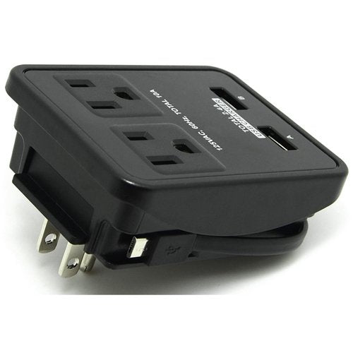 [Australia - AusPower] - RND Compact Power Station 2.4 Amp Dual USB Ports, 2 AC Outlet Wall Charger (black) 