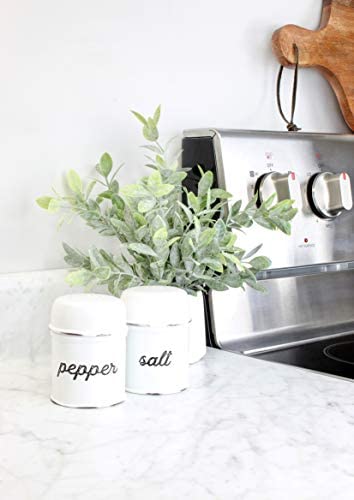 [Australia - AusPower] - AuldHome Salt and Pepper Shaker Set; Rustic White Enamelware Retro Vintage Style Shaker Set 