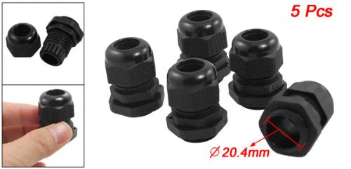 [Australia - AusPower] - uxcell 5 Pcs PG13.5 Black Plastic Waterproof Connectors Cable Glands 