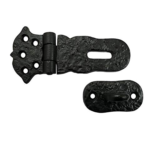 [Australia - AusPower] - Adonai Hardware"Paran" Heavy Duty Antique Cast Iron Safety Locking Hasp and Staple(4" x 2 Pack, Matte Black) for Vintage Pirates Treasure Chest, Trunks, Wooden Jewelry Box, Cases, Furniture and Sheds 4 Inch x 2 Pack Matte Black Powder Coated 