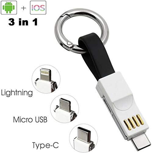 [Australia - AusPower] - Lightning Cable Portable Charging Cable 3 in 1 Multi Short Small Fast Charging Cord Compatible All Smartphones Smart Device (Green) 