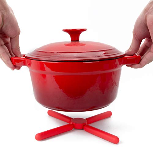 [Australia - AusPower] - Foldable Trivets (5pack), KSENDALO Eco Collapsible Trivet Set, Silicone Pot Trivet Holder Save Much Space for Kitchen Home, Multi-Color Red, Green,purple, Blue, Gray 