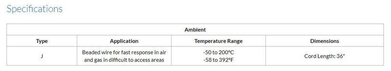 [Australia - AusPower] - Sper Scientific 800097 Type J Ambient Thermometer Probe 