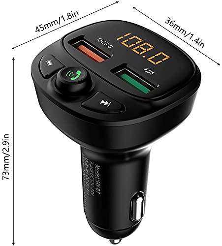 [Australia - AusPower] - Bluetooth FM Transmitter for Car, Bluetooth 5.0 Car Radio Audio Adapter Receiver Wireless Hands-Free Car Kit, Dual USB Ports Car Charger MP3 Music Player Support TF Card & USB Drive 