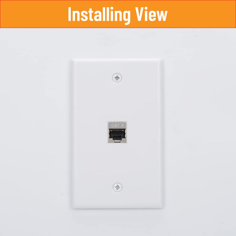 [Australia - AusPower] - YOEMELY CAT7 RJ45 Inline Coupler Keystone Jack Wall Plate with Low Voltage Mounting Bracket, Metal Shielded 1 Port Cat7 Ethernet Cable Wall Plate Shielded Female to Female 1 Set White, 1-Port, 1 pack 