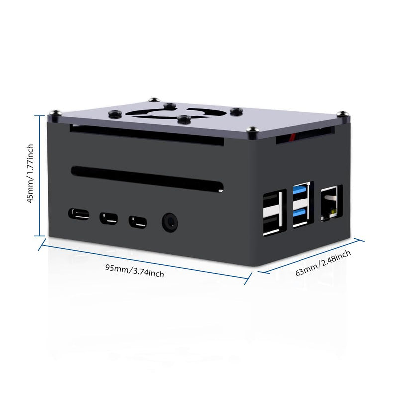 [Australia - AusPower] - GeeekPi Raspberry Pi 4 Case, Raspberry Pi 4 Aluminum Case with Fan, Raspberry Pi 4 Heatsink for Raspberry Pi 4 Model B, High Case Supports POE Hat 