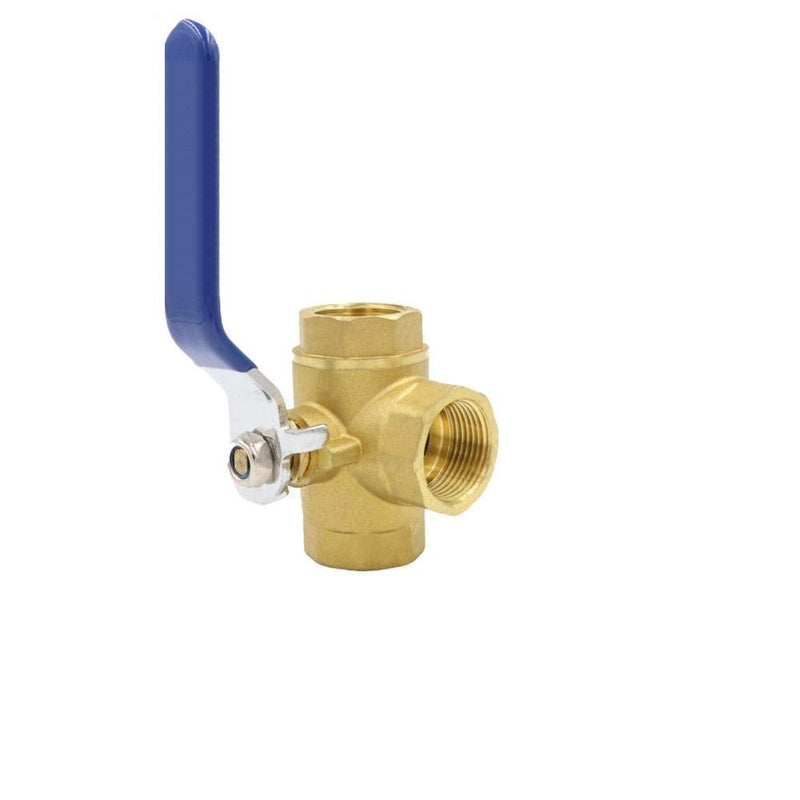 [Australia - AusPower] - Flylock 1/4" 3-Way (L-Port) NPT Female Brass Ball Valve with Seal Tape 