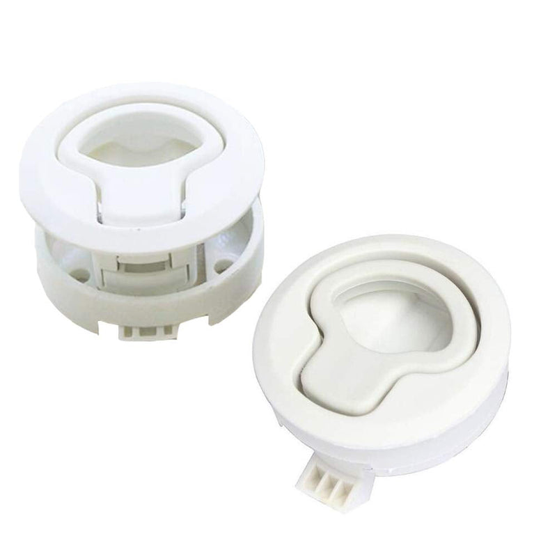 [Australia - AusPower] - 2PCS Boat 2'' Flush Pull Latch Slam Latch Hatch Round Pull Latch White Plastic for RV Boat Door Latches Deck Hatch 1/4'' Door Cabinet Hardware 2 Pieces 