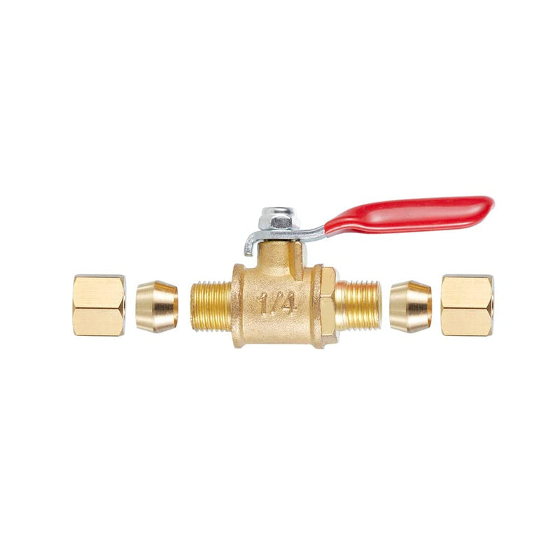 [Australia - AusPower] - Brass Ball Valve Shut Off Switch, Tubing Fitting Straight Coupling Adapter 2pcs (1/4" Compression x 1/4" Compression) 1/4" Compression x 1/4" Compression 