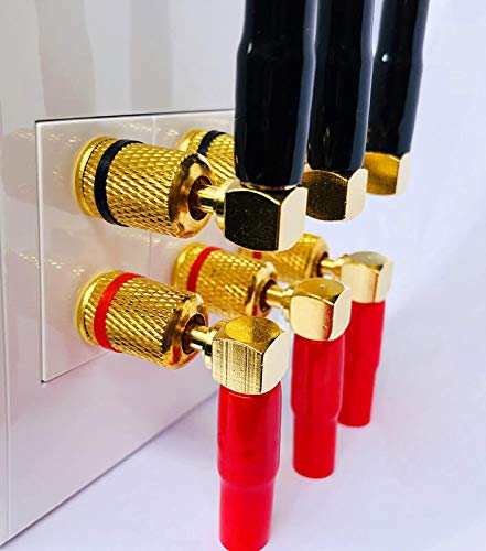 [Australia - AusPower] - Goaycer 4mm Banana Plugs Right Angle 6 Pairs, 24k Gold Plated 90 Degree Speaker Connector (12Pcs) 