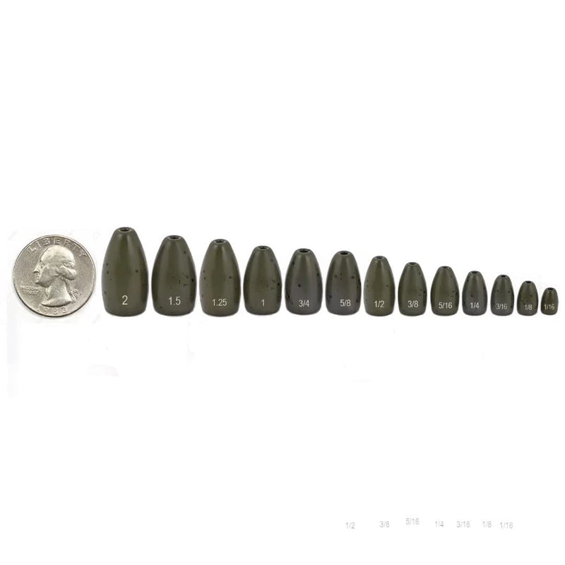 [Australia - AusPower] - Fishfun 12Pcs Tungsten Flipping Fishing Weights, Sizes Engraved Worm Sinkers for Bass Fishing Green Pumpkin 1/2 oz (12 pcs) 
