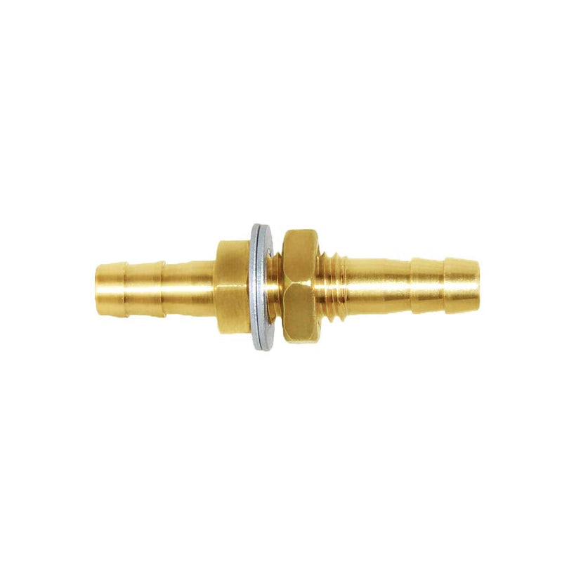 [Australia - AusPower] - Joywayus 2pcs 1/4'' ID Hose Barb Thru-Bulk Head Hex Union Brass Fitting with Flat Washer Gasket Water/Fuel/Air 1/4×1/4-2 Pack 