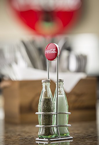 [Australia - AusPower] - TableCraft Coca-Cola Salt and Pepper Shaker Set with Chrome Plated Metal Rack, Coca-Cola Salt and Pepper Shaker Set Salt & Pepper 