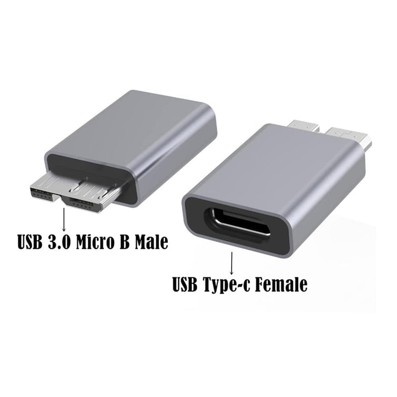 [Australia - AusPower] - Kework 2 Pack Micro B USB to USB Type C Adapter, USB 3.1 Type C Female to USB 3.0 Micro B Male Adapter Converter Connector Gray 