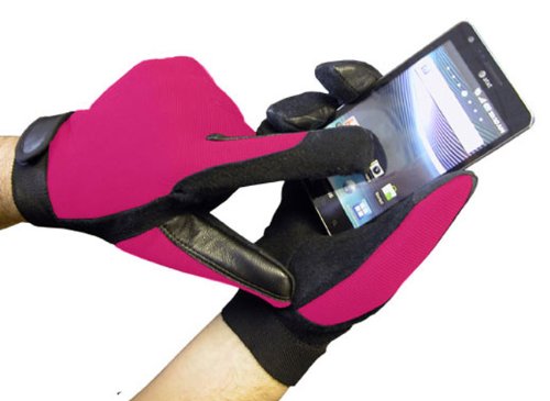 [Australia - AusPower] - Boss Tech Products, Inc. BTP-GLV-MECPNK Mechanic's Style Touch Screen Gloves for All Touch Screen Electronic Devices - Retail Packaging - Black/Pink 