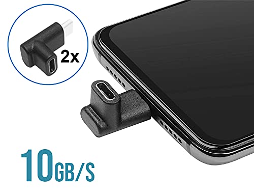 [Australia - AusPower] - GodSpin USB C Angle Adapter [2 Pack] 90 Degree USB C Type C Upward & Downward Angled USB-C Male to Female Adapter, USB 3.1 Right Angle Extension for Laptop, Tablet, VR, Camera, Smartphone (Up/Down) 