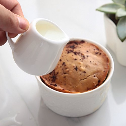 [Australia - AusPower] - CHOOLD 2pcs Mini Classic Pure White Ceramic Creamer with Handle,Small Coffee Milk Creamer Pitcher(2oz/3.4oz) (S+L (2 oz + 3.4 oz)) S+L ( 2 oz + 3.4 oz) 