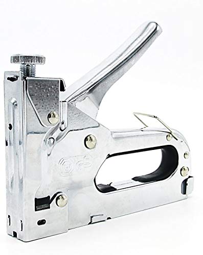 [Australia - AusPower] - Heavy Duty Staple Gun in Metal-Chrome Finish with Quick-jam-Clear Mechanism and Safety Handle Lock - Home Office Construction Use 