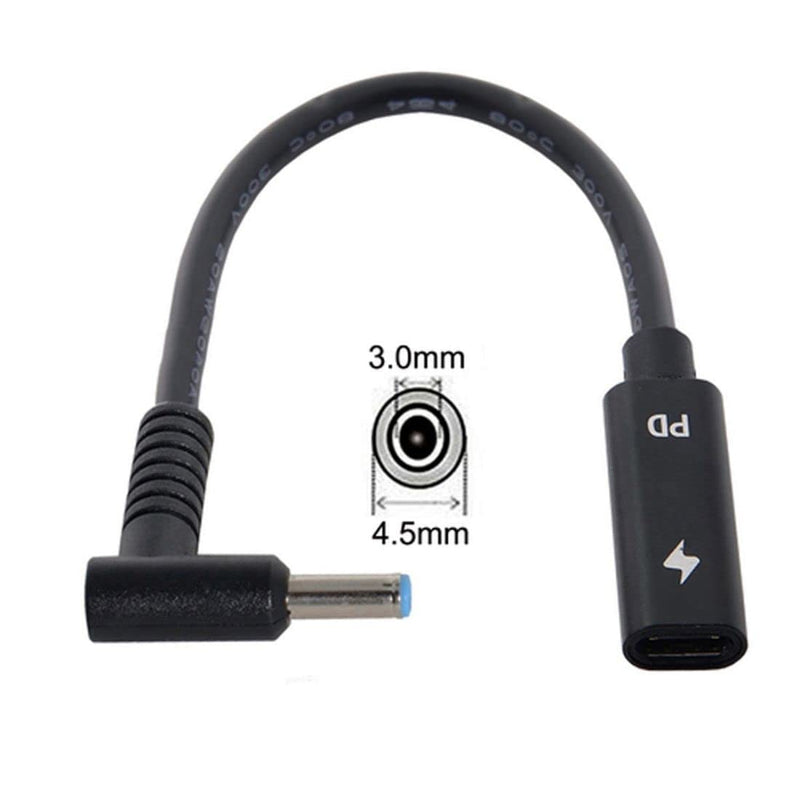 [Australia - AusPower] - chenyang CY USB C to DC 20V 4.5 * 3.0mm PD 65W Charge Cable for HP Laptop Black DC 4.5x3.0mm 