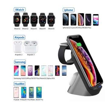 [Australia - AusPower] - Wireless Charging Station, 3 in 1 Charging Dock, Qi-Certified Phone Apple Watch Charging Stand Wireless Charger for iPhone, Apple Watch, AirPods, Samsung Phones(with QC3.0 Adapter) 