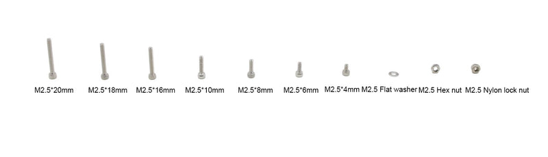 [Australia - AusPower] - HVAZI Metric M2.5 Stainless Steel Socket Head Cap Screws/Hex Nuts/Nylon Lock nut/Flat Washer Assortment Kit 