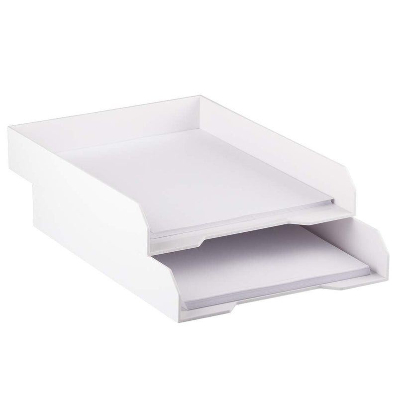 [Australia - AusPower] - JAM PAPER Stackable Paper Trays - White - Desktop Document, Letter, File Organizer Tray - Sold Individually Pack of One (1) Tray 