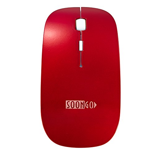 [Australia - AusPower] - Slim Wireless Computer Mouse for Laptop Optical Ergonomic USB Mice 2.4G Cordless Mice for Laptop Notebook PC red Color by SOONGO 