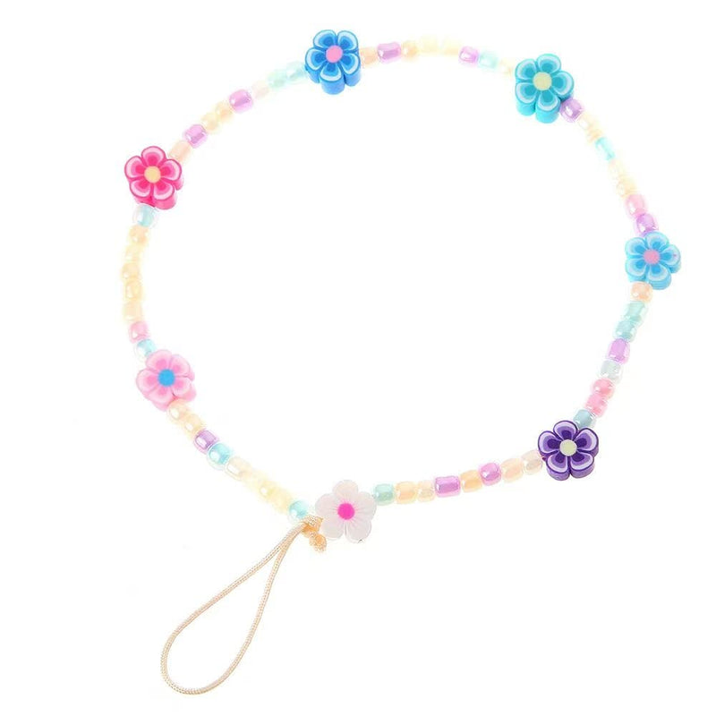 [Australia - AusPower] - Smiley Face Flower Phone Lanyard Cute Y2k Acrylic Bead Pearl Anti Lost Mobile Phone Chain for Women Girl(4pcs) Style 1 
