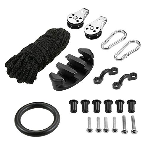 [Australia - AusPower] - ISURE MARINE Kayak Canoe Anchor Trolley Kit Eyes Wellnuts Screws Kayak Accessories Zig Zag Cleat Rigging Ring Pulleys DIY Boat 30 Feet Rope 