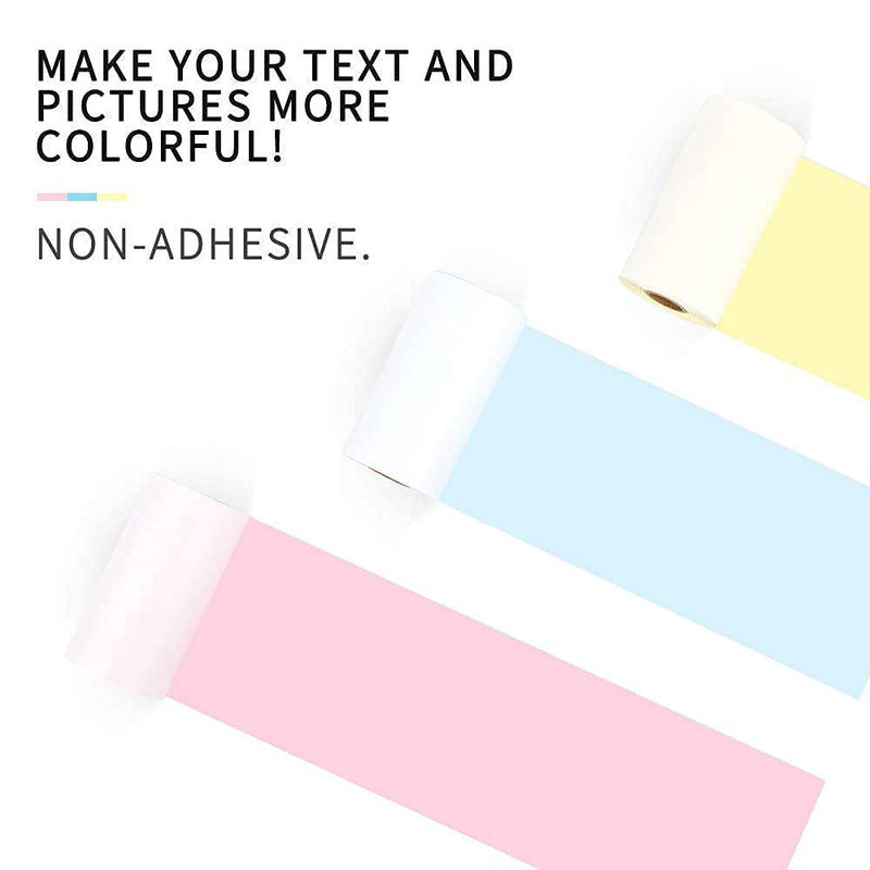 [Australia - AusPower] - Phomemo M02 Mini Printer- Bluetooth Thermal Photo Printer with 3 Rolls Colorful Non-Adhesive Paper, Compatible with iOS + Android for Plan Journal, Study Notes, Art Creation, Work, Gift 
