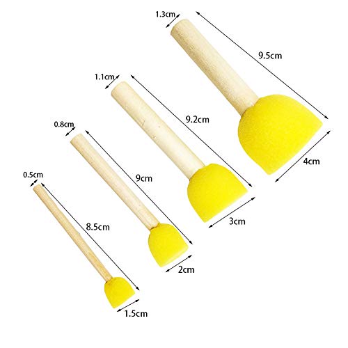 [Australia - AusPower] - 60pcs Assorted Round Paint Foam Sponge Brush Set Painting Tools, Brush Set - Great for Kids Arts and Crafts, Stencils, Painting 