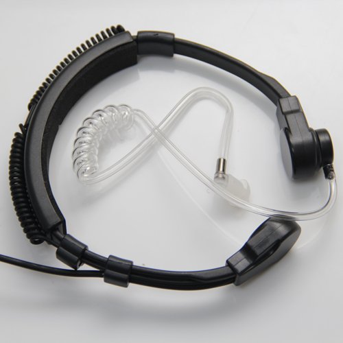 [Australia - AusPower] - 1 X Flexible Throat Mic Microphone Covert Acoustic Tube Earpiece Headset with Finger PTT for Kenwood Pro-Talk XLS TK Two Way Radio Walkie Talkie 2pin 