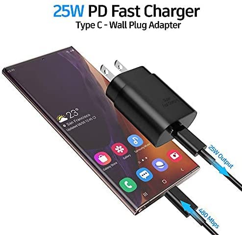 [Australia - AusPower] - Super Fast Charger 25 Watt PD 3.0 USB C Type C Charger Cable Cord (5ft) Quick Charging Compatible Samsung Galaxy S22/ S22 Plus/ S21/S21 Plus/S21 Ultra/Z Fold 3/S20 5G/S20+/Note 20/Note10/S10-2Pack 