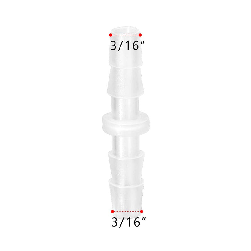 [Australia - AusPower] - Quickun Plastic Hose Barb Fitting, 3/16" x 3/16" Barbed Splicer Mender Joint Adapter Union Fitting (Pack of 10) 