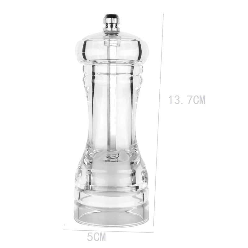 [Australia - AusPower] - 1PC Clear Acrylic Pepper Grinder Mill 5 Inch Salt and Pepper Shaker Salt Grinder Pepper Mill Shakers Refillable with Adjustable Coarseness Ceramic Rotor 