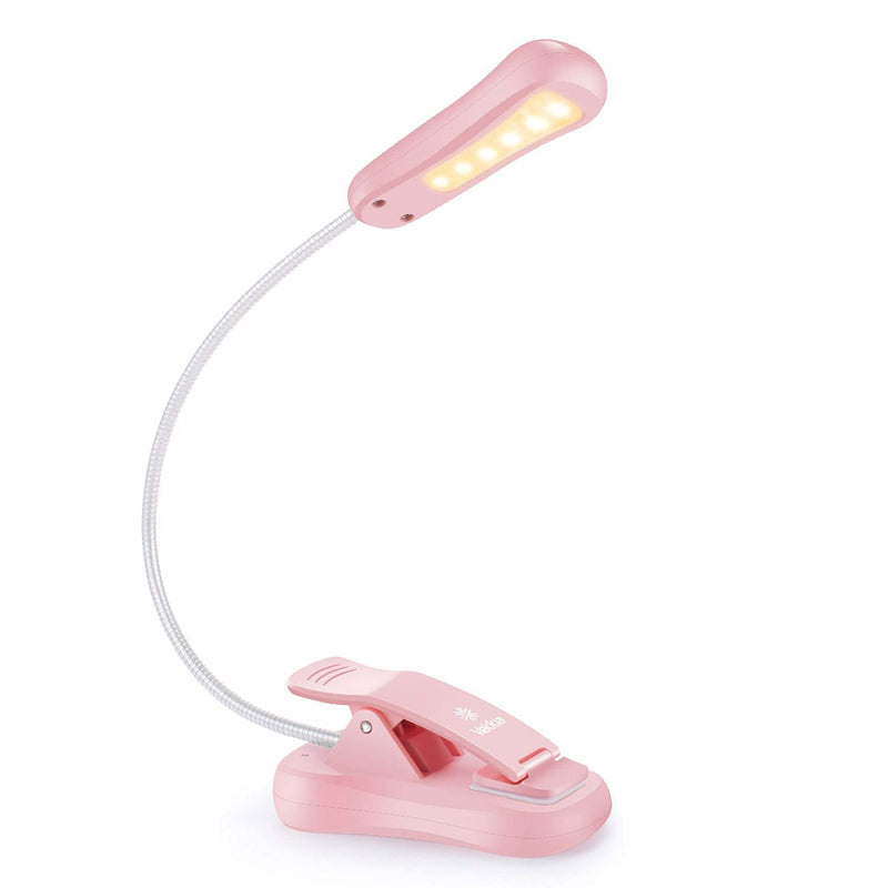 [Australia - AusPower] - Vekkia Rechargeable Book Light - Includes 4 LED Pink Neck Reading Light and 6 LED Pink Book Light 