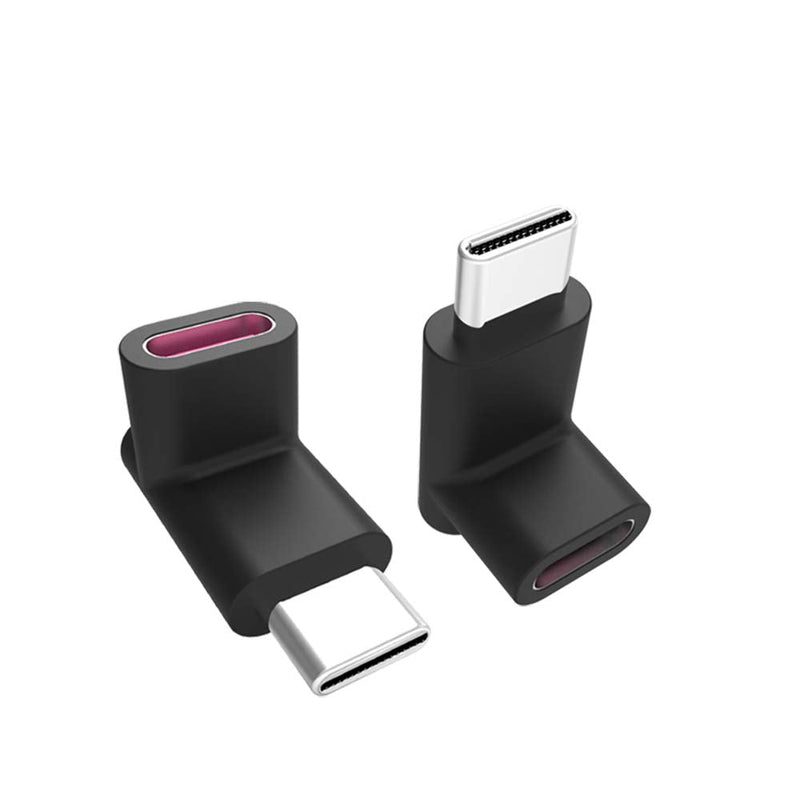 [Australia - AusPower] - 90 Degree Right Angle Type-C Male to Type-C Female Adapter,2-Pack,up and Down 90 Degree Type-c Plug to Jack Expansion Adapter is Suitable for Notebook Computers, Tablet Computers and Mobile Phones 