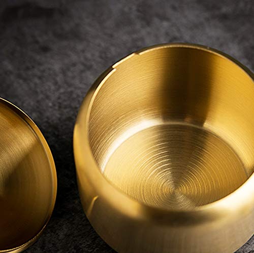 [Australia - AusPower] - Stainless Steel Sugar Bowl Spice Jar Storage Seasoning Pot with Lid Spoon Gold 