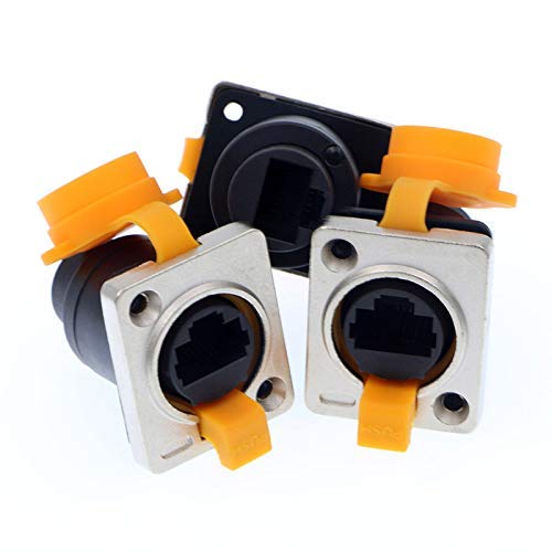 [Australia - AusPower] - RJ45 Waterproof Dust Plug Connector 3 pcs RJ45 connectors IP65 Mount Ethernet Panel Connector Straight Black 