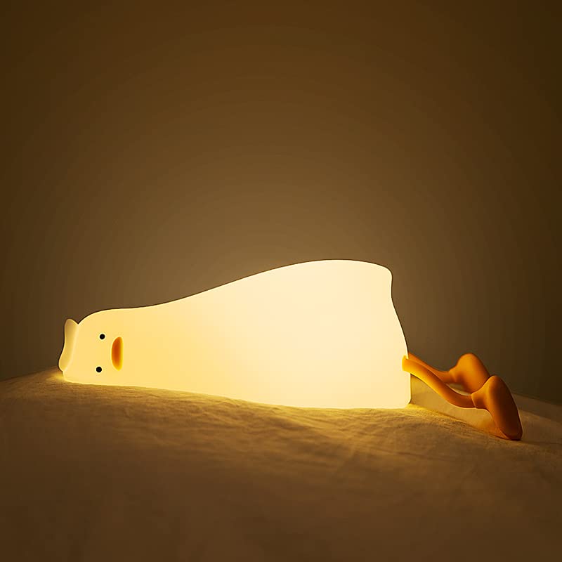 [Australia - AusPower] - ATCTBOGFS Cute Duck Lamp, Fun Lying Flat Duck Night Light,LED Squishy Animal Novelty Lamp,Light up Duck for Kids Great Gift,3 Level Dimmable Nursery Nightlight Rechargeable Touch Lamp (Duck Lamp) Yellow 
