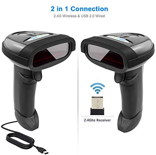 [Australia - AusPower] - NETUM Wireless Barcode Scanner, 2 in 1 2.4G Wireless & USB Wired 1D Laser Barcode Reader Handheld Bar Code Reader Cordless Rechargeable Bar Code Scanner for Computer MAC Laptop NT-1698W 
