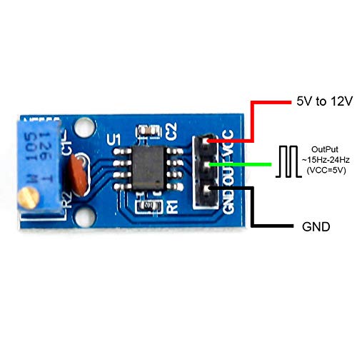 [Australia - AusPower] - DAOKI 5 Pack NE555 Pulse Generator Adjustable Frequency Single Channel Output Module for Arduino Smart Car with Dupont Cable 