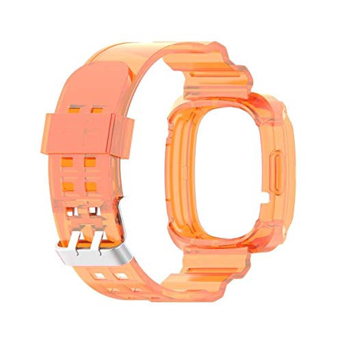 [Australia - AusPower] - Greaciary Compatible with Versa 3 Bands for Women Men, Crystal Transparent Bumper Sports Wristband Bangle Strap Sense/Versa 3 Smart Watch Large Small(Orange) Orange 