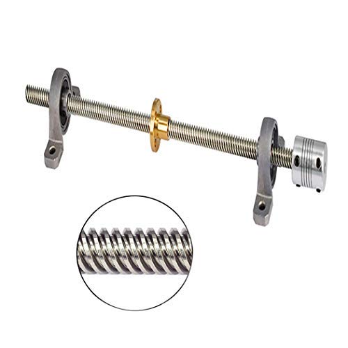 [Australia - AusPower] - LC LICTOP 8mm Diameter Rod 3D Printer 200mm T8 Lead Screw Nut Set（Lead Screw+Copper Nut +Pillow Bearing Block+Coupler) 