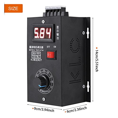 [Australia - AusPower] - Universal PWM DC 6V-90V 15A Wide Voltage Stepless Brushed Motor Speed Controller High Precision Variable PLC Voltage & Speed Regulator With Output Voltage LED Display 